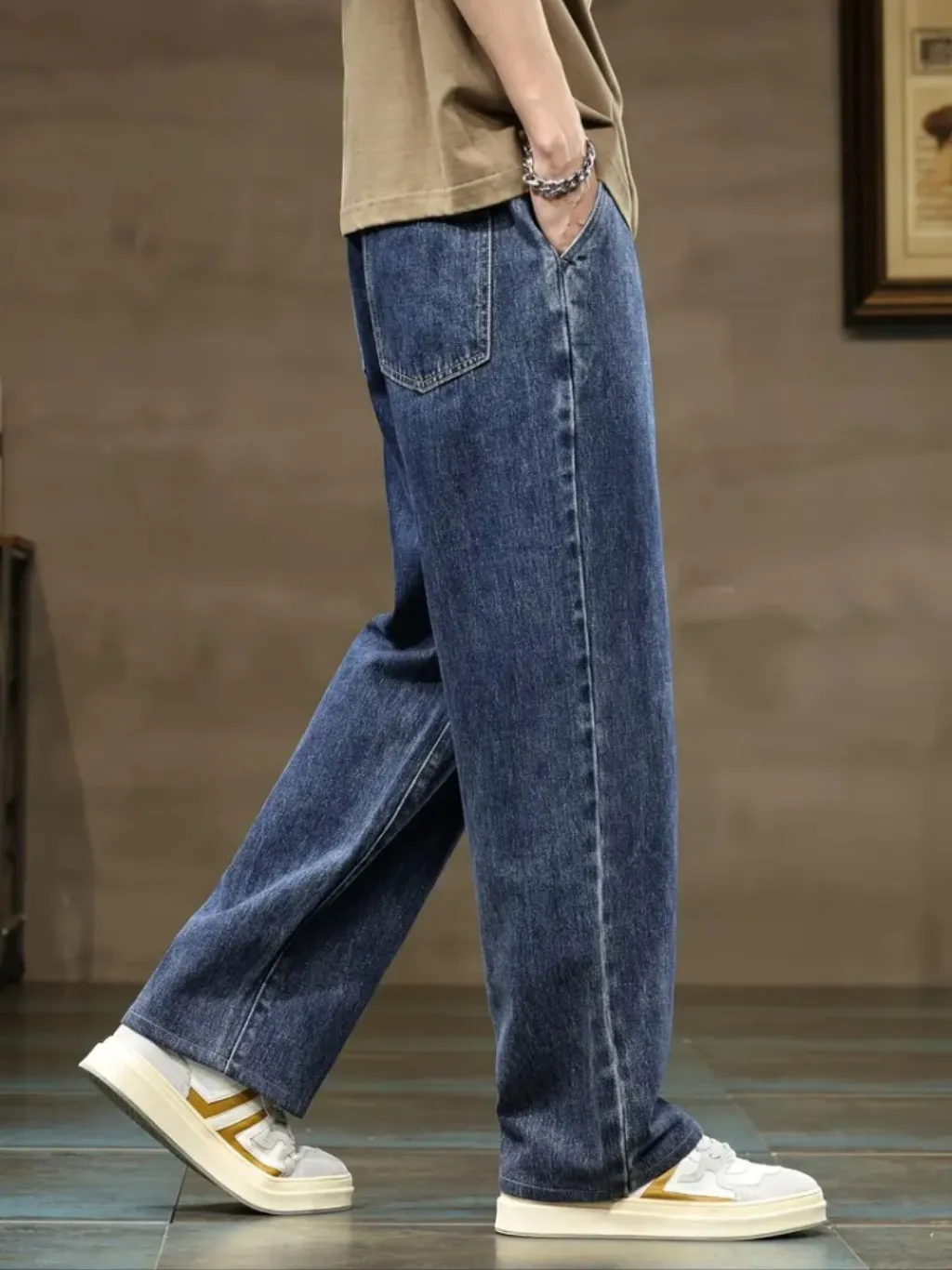Men's Blue Oversized Jeans with Elastic Waist — endless ways to style it