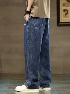 Men's Blue Oversized Jeans with Elastic Waist — view 6