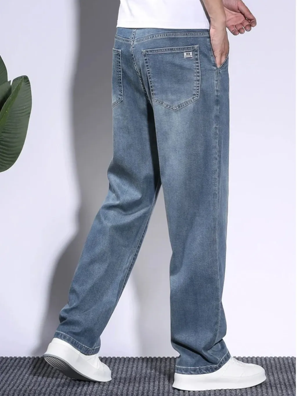 Men's Blue Straight-Cut Regular Jeans, Vintage Style — a pair designed to be worn everywhere
