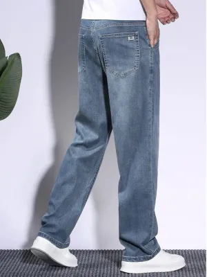 Men's Blue Straight-Cut Regular Jeans, Vintage Style — view 2