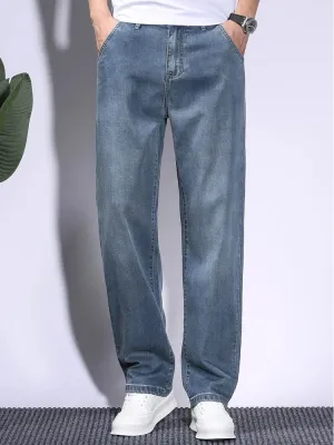 Men's Blue Straight-Cut Regular Jeans, Vintage Style — view 3