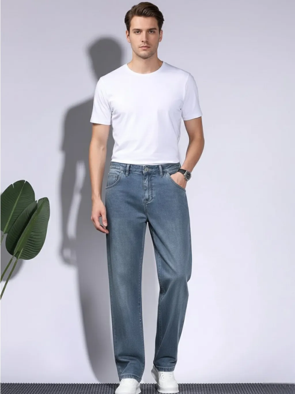 Men's Blue Straight-Cut Regular Jeans, Vintage Style — endless ways to style it