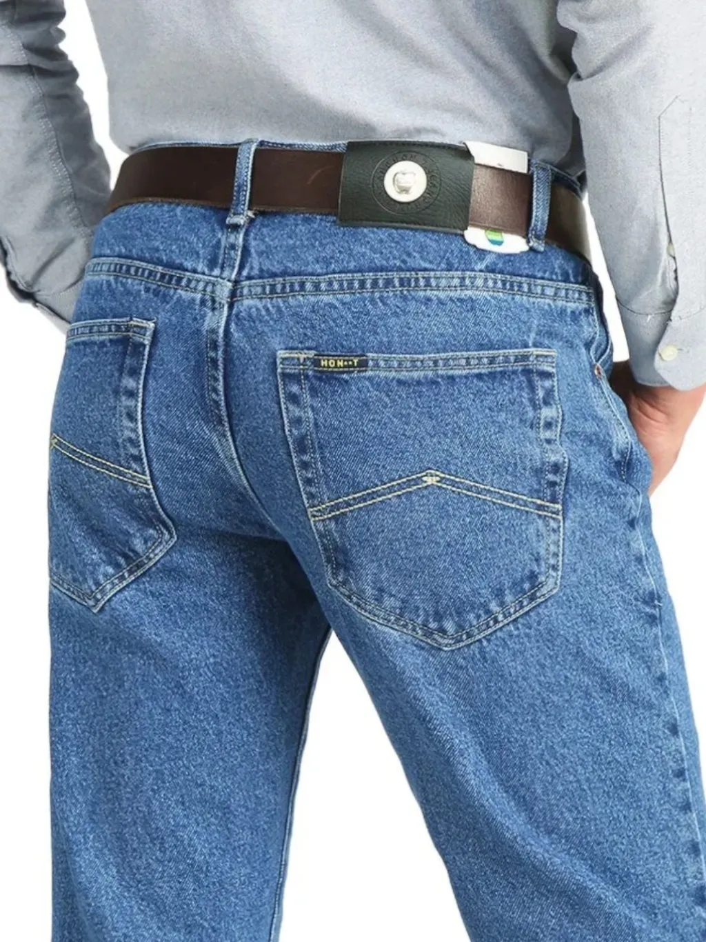 Men's Blue Straight Jeans, Elegant Stretch Denim — a pair designed to be worn everywhere