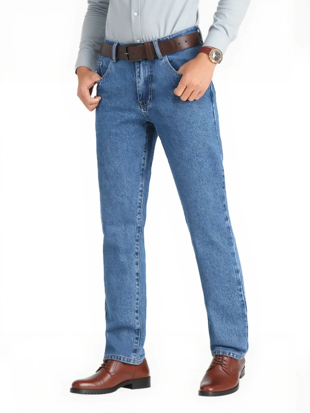 Men's Blue Straight Jeans, Elegant Stretch Denim — quality denim, made to last
