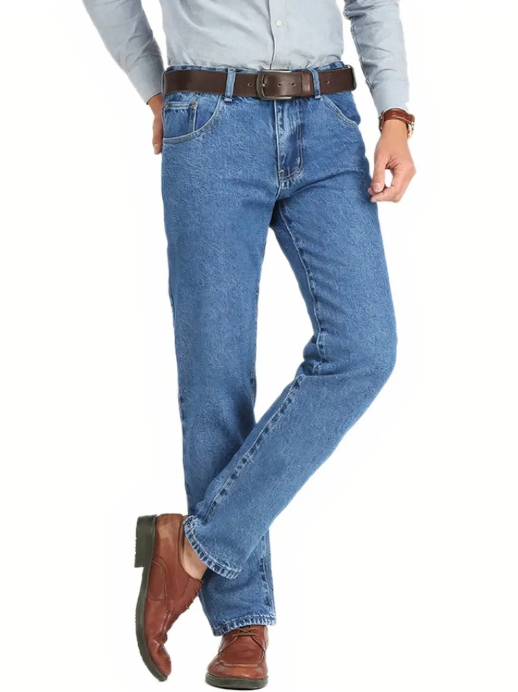 Men's Blue Straight Jeans, Elegant Stretch Denim — endless ways to style it