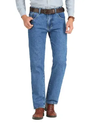 Men's Blue Straight Jeans, Elegant Stretch Denim — view 5