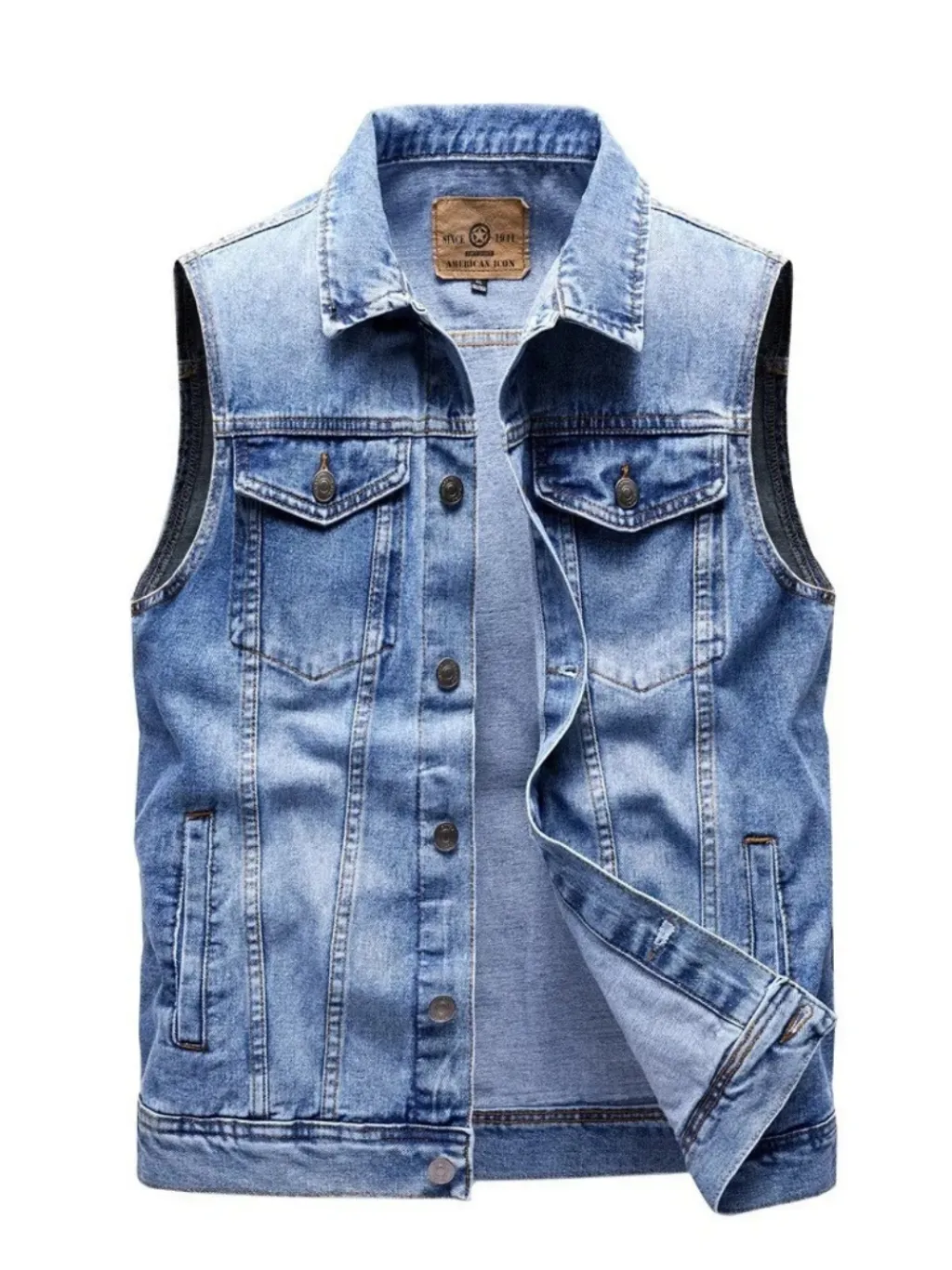 Men's Blue Vintage-Style Sleeveless Denim Jacket — a pair designed to be worn everywhere