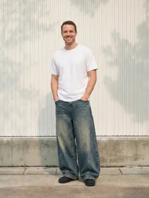 Men's Blue Vintage Washed Balloon Jeans — view 1