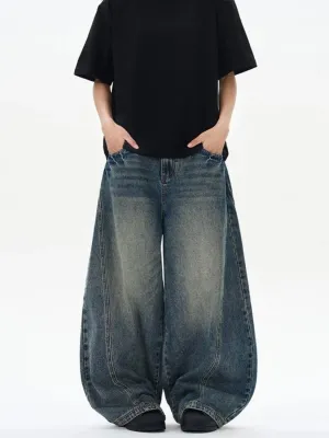 Men's Blue Vintage Washed Balloon Jeans — view 3