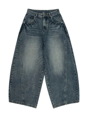 Men's Blue Vintage Washed Balloon Jeans — view 4