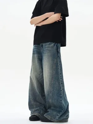 Men's Blue Vintage Washed Balloon Jeans — view 5