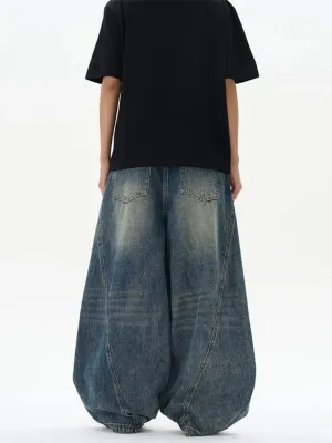 Men's Blue Vintage Washed Balloon Jeans — view 6