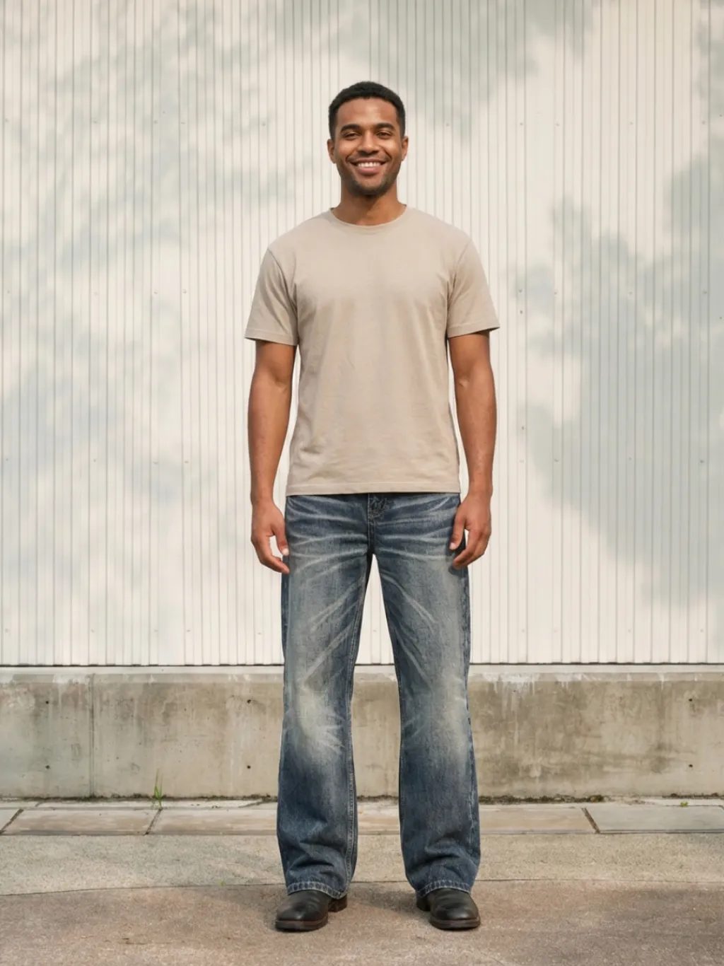 Men's Blue Vintage Washed Flared Jeans