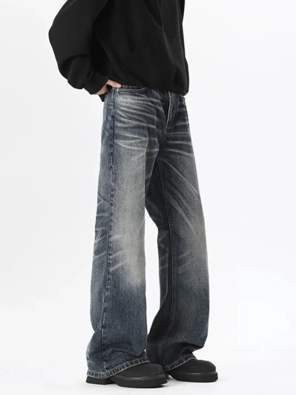 Men's Blue Vintage Washed Flared Jeans — quality denim, made to last