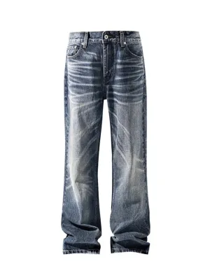 Men's Blue Vintage Washed Flared Jeans — view 5