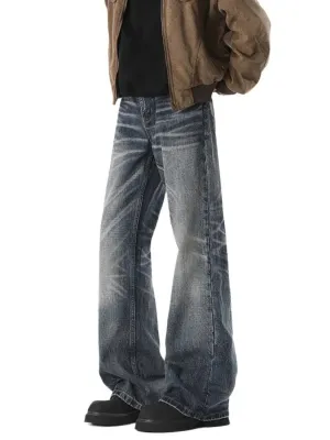 Men's Blue Vintage Washed Flared Jeans — view 6
