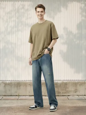 Men's Blue Vintage Washed Skater Jeans — view 1