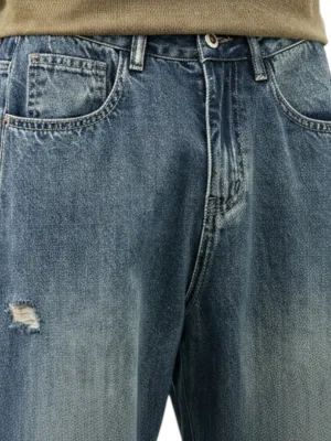 Men's Blue Vintage Washed Skater Jeans — view 6