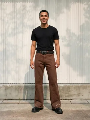 Men's Brown Vintage-Style Flared Jeans — view 1