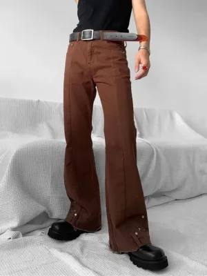 Men's Brown Vintage-Style Flared Jeans — view 2