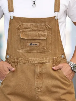 Men's Camel Denim Dungarees — view 3