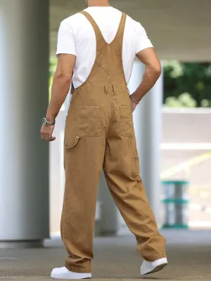 Men's Camel Denim Dungarees — view 6