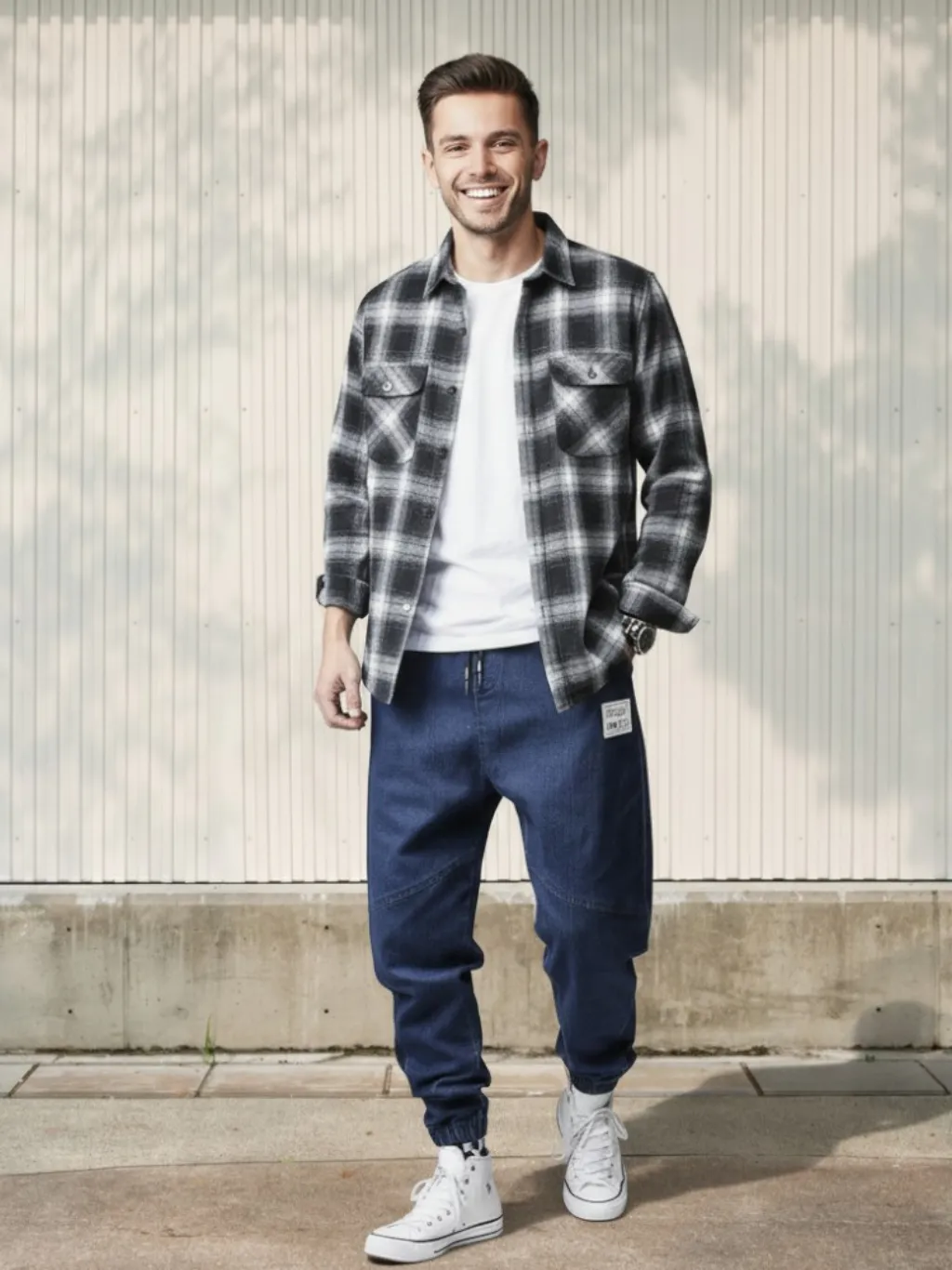 Men's Casual Jogger Jeans with Elastic Waist