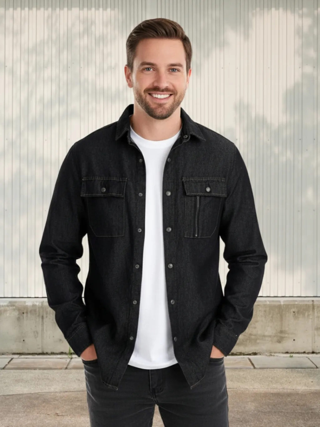 Men's Charcoal Black Denim Shirt
