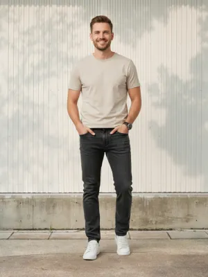 Men's Charcoal Grey Slim-Fit Jeans — view 1
