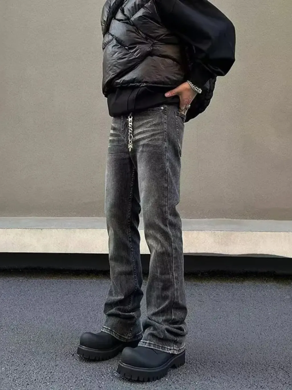 Men's Charcoal Grey Washed Flared Jeans — a pair designed to be worn everywhere