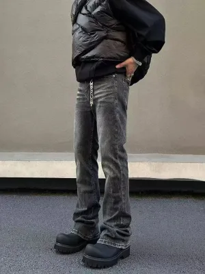 Men's Charcoal Grey Washed Flared Jeans — view 2