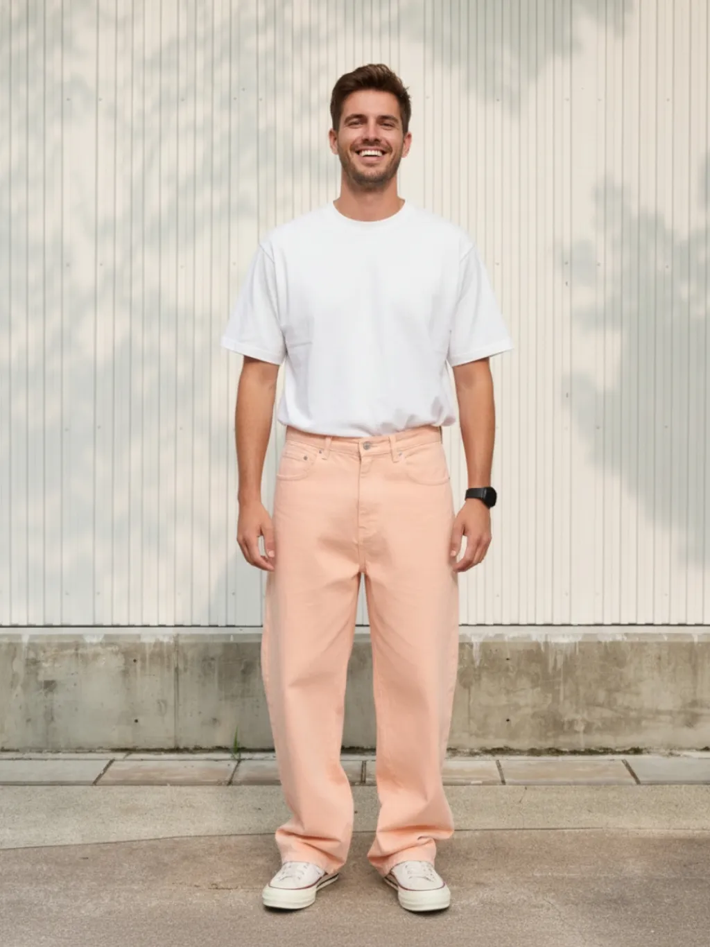 Men's Coral Pink Loose Fit Jeans