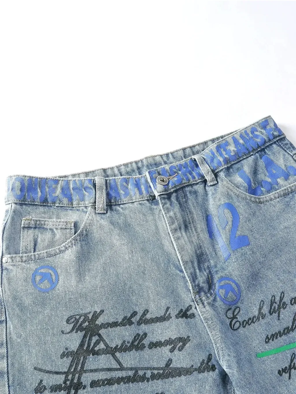 Men's Custom Baggy Jeans with Embroidery & Graffiti — quality denim, made to last
