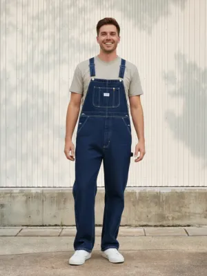 Men's Dark Blue Denim Dungarees — view 1