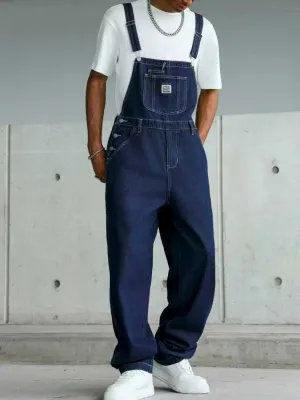Men's Dark Blue Denim Dungarees — view 2