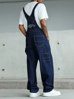 Men's Dark Blue Denim Dungarees — view 3