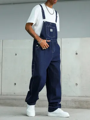 Men's Dark Blue Denim Dungarees — view 4