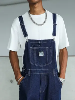 Men's Dark Blue Denim Dungarees — view 5