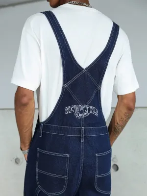 Men's Dark Blue Denim Dungarees — view 6