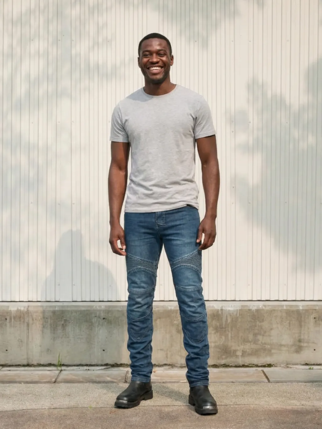 Men's Dark Blue Motorcycle Jeans with Protection