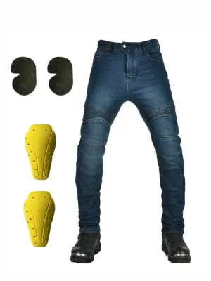 Men's Dark Blue Motorcycle Jeans with Protection — view 4
