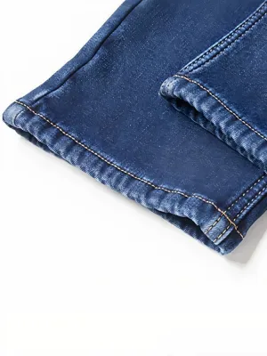 Men's Dark Blue Straight Jeans, Heavy Denim — view 6