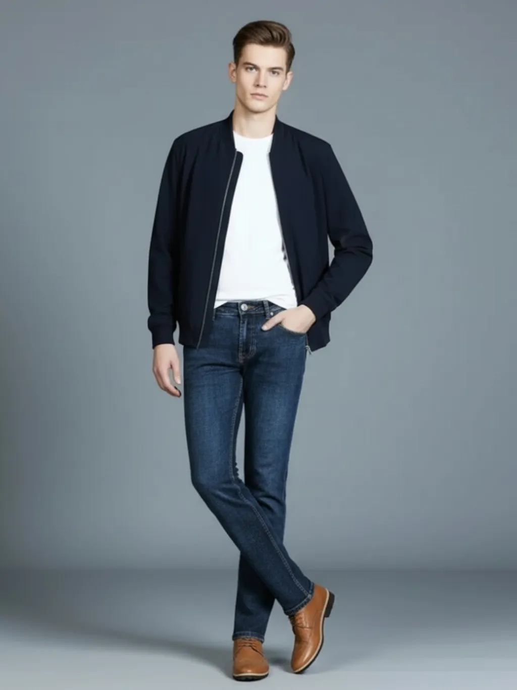 Men's Dark Blue Versatile Regular Jeans — a pair designed to be worn everywhere