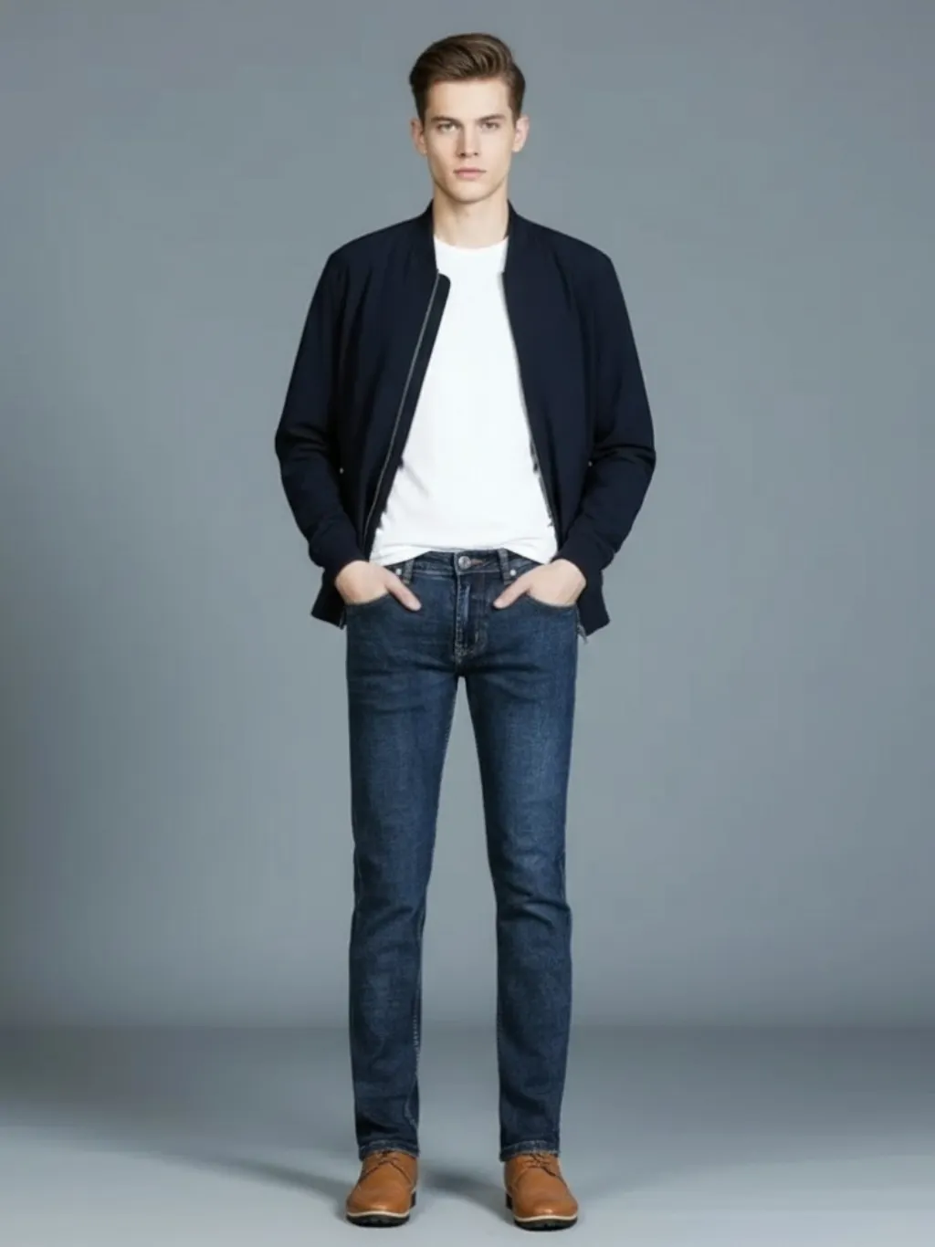 Men's Dark Blue Versatile Regular Jeans — quality denim, made to last