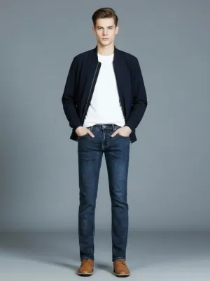 Men's Dark Blue Versatile Regular Jeans — view 3