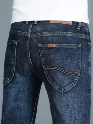 Men's Dark Blue Versatile Regular Jeans — view 6