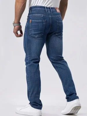 Men's Dark Blue Washed Slim-Fit Jeans — view 3