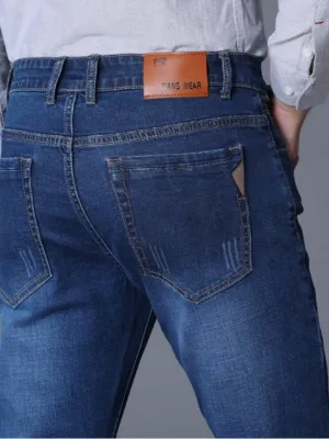 Men's Dark Blue Washed Slim-Fit Jeans — view 4