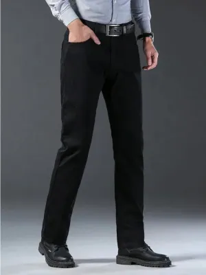 Men's Deep Black Regular Jeans, Soft Denim — view 3