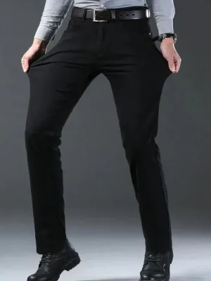 Men's Deep Black Regular Jeans, Soft Denim — view 4